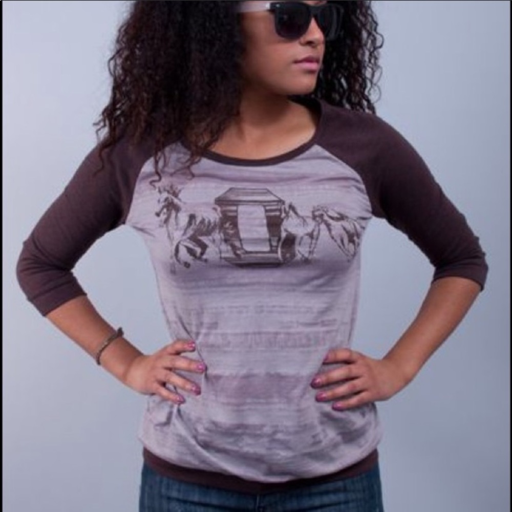 Free People Raglan graphic burnout tee small
